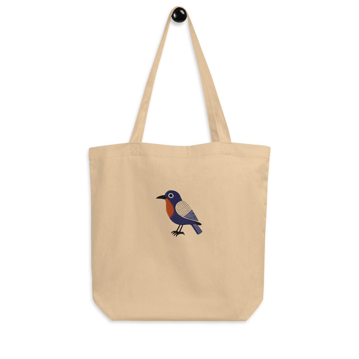 Cerulean Chirper Bird Embroidered Tote Bag