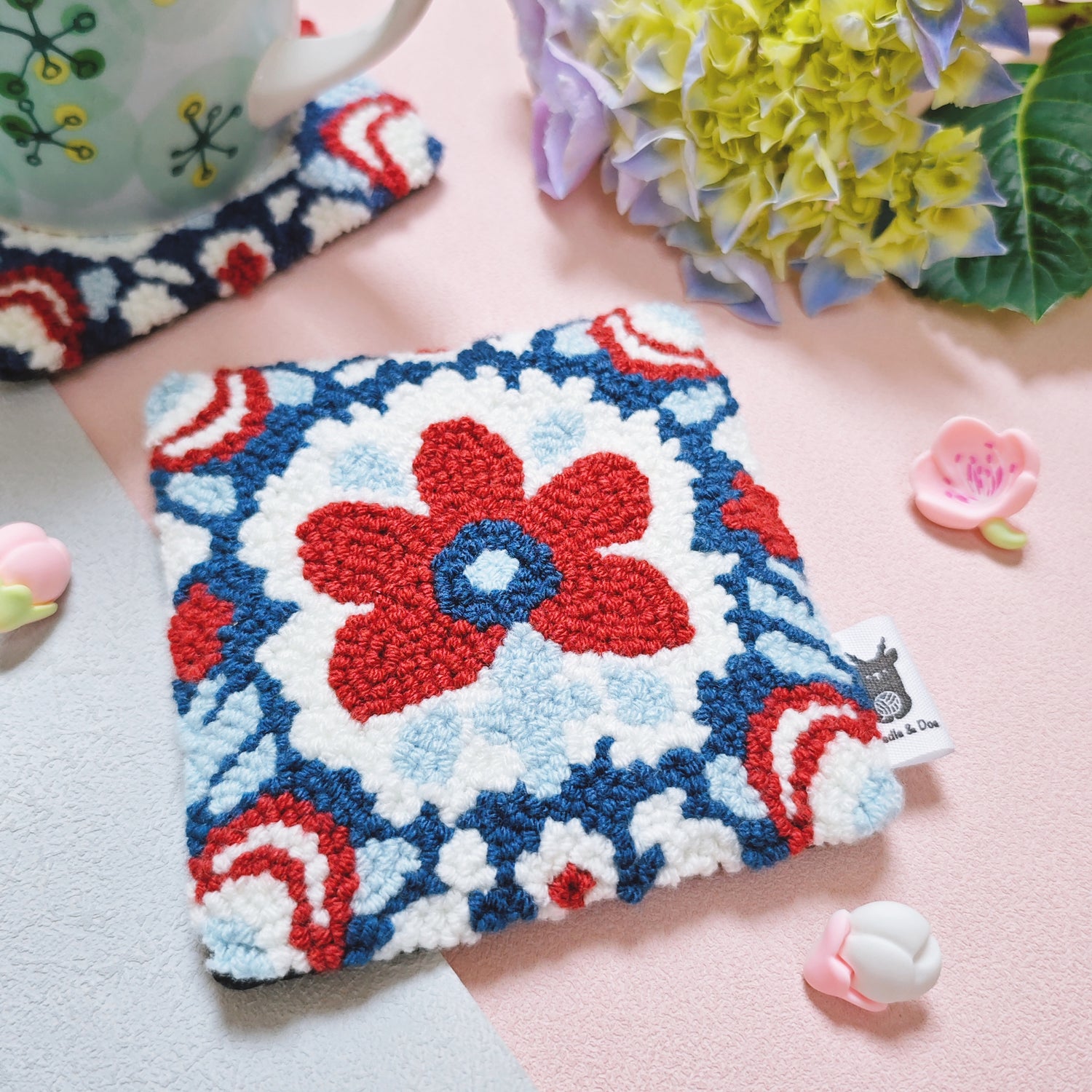 Indigo Elegance Floral Coaster - Needle & Doe